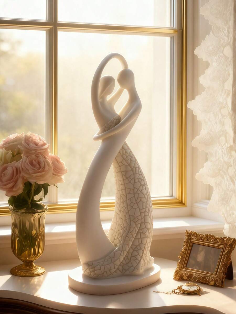 1 Pair Elegant Couple Dancing Figurine. Cute Decor For Home, Living Room, Bar, Cafe, Desk Display, Birthday, Graduation Gift, Room Decoration, Home Decor, Birthday Decor, Kitchen Decor, Wedding Decor, Bedroom Decor, Living Room Decor, Gift, Party Decor, Garden Decor. - Multicolor - View 1