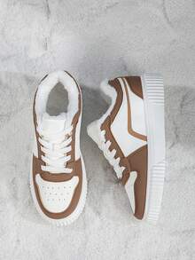 Women's Canvas Sneakers, Winter Warm Lining, Fashion Low-Top Lace-Up Skateboard Shoes, Versatile Lightweight Casual Sports Shoes