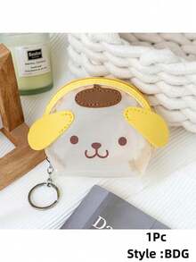 Sanrio 1 Pç Carteira Bonita Hello Kittys Kuromi Melody Cinnamoroll Transparente Portátil Moeda Fones de Ouvido Armazenamento Zero Carteira (Algumas Peças Podem Ser Aleatórias)