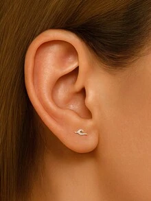 1Pc Waves 925 Sterling Silver Earring For Women Classic Stud Earring Minimalist Suitable For Birthday Christmas Gift Fine Jewelry