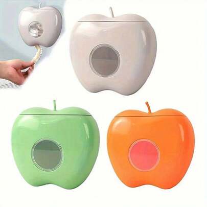 1PC Wall-Mounted Apple-Shaped Bag Storage Holder, Non-Food Contact Plastic Preservation Film Rack, Space-Saving Kitchen And Bathroom Organizer, Durable Elastic Bag Storage.