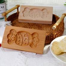 Cippes 1PC Wood Cookie Molds With Carved Embossed 3D Patterns, Kitchen Baking Tools, Fondant Cake Biscuit Decorating, DIY Cookie Cutter Moulds For Valentine's Day, Christmas