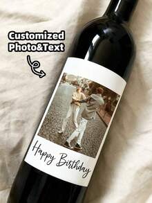1-60pcs Personalized Bottle Labels, Custom Newspaper Photo Stickers, Bottle Labels With Photos, Champagne Labels, Whiskey Labels, Tequila Labels - Suitable For Engagement, Anniversary - Multicolor - View 1
