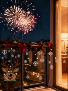 2 piezas Pegatinas navideñas para ventanas, Pegatinas de muñeco de nieve para ventanas, Pegatinas de vidrio navideñas, Decoración navideña y de invierno Pegatinas de copos de nieve para ventanas de vidrio, Pegatinas de decoración navideña para interiores Decoración navideña Pegatinas de Papá Noel, renos para fiestas