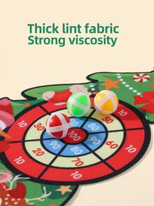 Cible d'arbre de Noël, accessoires de jeu thématique de Noël pour enfants, jeu de fête de Noël pour les 3-12 ans, jeu interactif pour fête familiale parent-enfant, boîte-cadeau de Noël (comprend 1 crochet + 3 balles)