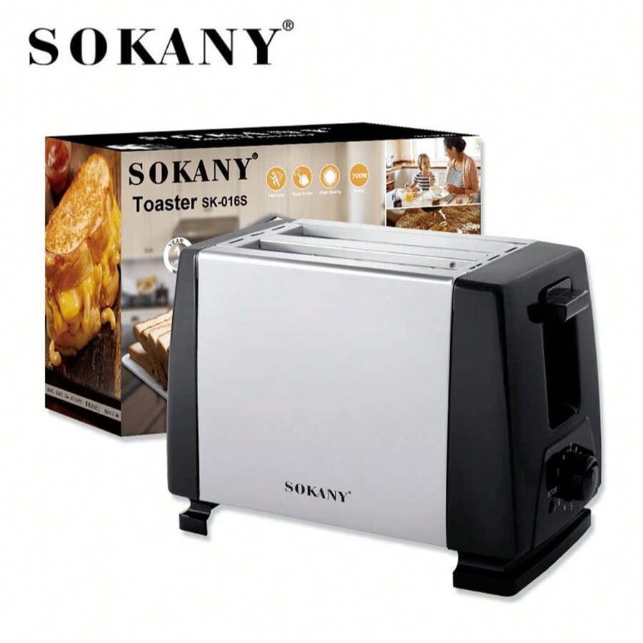 SOKANY 016S Household Toaster, Fully Automatic Double-Slice Toaster, High Power, 6 Heating Levels, Adjustable Temperature, Fast Toasting, Stainless Steel Material, And Reliable, Suitable For Home Toaster, Breakfast Maker, Toast Maker