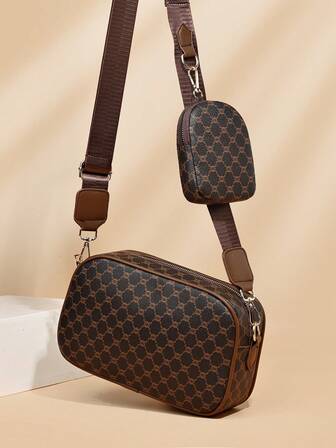 Bolso cruzado de gran capacidad con bolsillo pequeño, elegante bolso de mano con correa ancha para mujeres de mediana edad