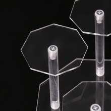 1 pieza, Estante de almacenamiento de cosméticos de acrílico transparente - Soporte de exhibición de varios niveles en forma octagonal, trapezoidal y circular, adecuado para tiendas de cosméticos, mostradores de belleza, almacenamiento de brochas de maquillaje y unidades de exhibición transparentes. - Transparente - Ver 5