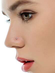 10 Pcs Multi-Piece Fashion Minimalist Silver-Toned Cubic Zirconia Inlaid Multiple Styles (Straight Bar, L Bar, S Bar) & Sizes Nose Ring Set Unisex For Daily & Festival Celebration