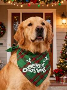 1 Pc Pet Christmas Bandana ,Christmas Triangular Scarf Dog And Cat Celebration Scarf Holiday Accessories For Dog And Cat - Multicolor - View 5