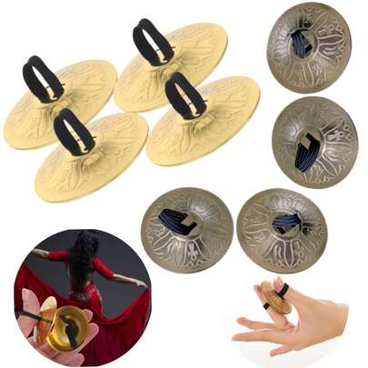 Miwayer 4PCS Mini Copper Finger Cymbals Belly Dance Hand Cymbals Musical Instrument ,Dancing & Performances Instrument