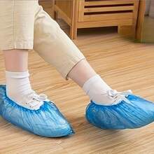 100-Count PE Shoe Covers - High Elastic Heavy-Duty Disposable Foot Covers, Clear Transparent Color, Hotel Business Aesthetic, Snug-Fit Design + Thick Anti-Slip Bottom & Anti-Slip Edges, Dustproof & Scratch-Resistant, Convenient To Put On, Protective Shoe Covers For Hotel Guest Rooms/Business Travel/Home Cleaning, Year-Round Practical Supplies,Shoe,Spring Summer Picks,Brides Maid Gifts,Room,Bedroom Deccor,Bedroom Deccor,Beach,Travel,For Men,For Women,Vacation - Blue - View 9