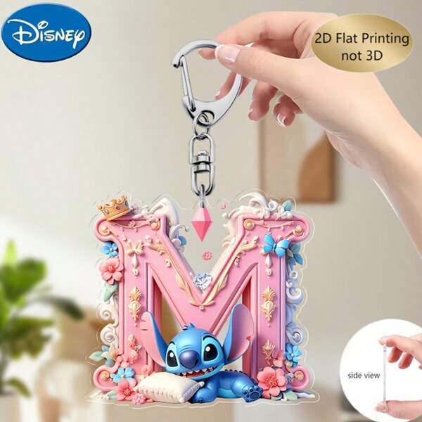 2D Impresión plana, 1 llavero acrílico de Disney, 26 palabras en inglés Diadema de Stitch, Mar de flores y mariposas Nuevo diseño único Navidad A-Z, Colgante con inicial de nombre, Colgante de bolso lindo, Llavero de pareja, Llavero de coche, Adecuado para Navidad, Acción de Gracias, Decoración navideña del Día de San Valentín, Regalo de carnaval, Regalo de Navidad 2D Plano