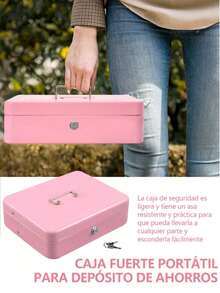 Key And Lock , Cash Register With 4 Bill Trays And 5 Coin Compartments,  For Storing Cash - Pink - View 6