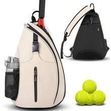 Borsa da tennis, zaino da tennis a tracolla resistente all'acqua per uomo e donna, compatibile con racchette da badminton e pickleball