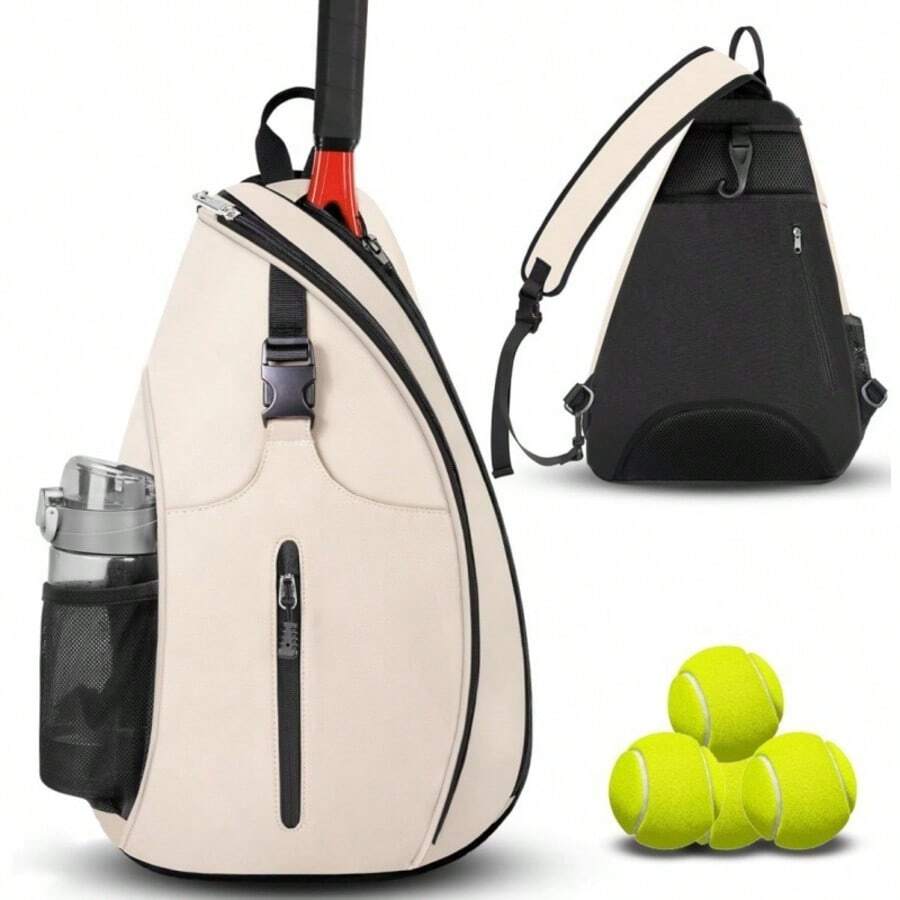 Borsa da tennis, zaino da tennis a tracolla resistente all'acqua per uomo e donna, compatibile con racchette da badminton e pickleball