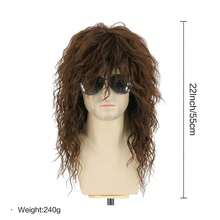 Wig 80s Blonde Rocker Wig Rockstar Men Costume Wigs - Heavy Metal Big Hair Band Rock Star Men And Women Long Curly Brown Gradient White Wig 70s 80s Rocker Mullet Party Funny Wig Costume Wig - Multicolor - View 15