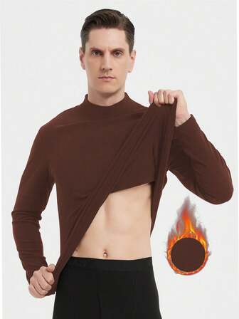1pc Autumn/Winter/Spring Knitted Mock Neck Thermal Antibacterial Comfortable Casual Unisex Base Layer Sweater