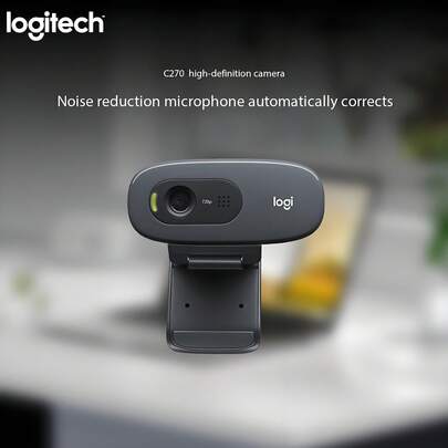 Logitech Logitech C270 HD Webcam, 720p, Widescreen HD Video Calling,Light Correction, Noise-Reducing Mic, For FaceTime, Hangouts, WebEx, PC//Laptop//Tablet