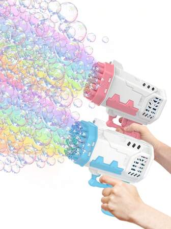 儿童电动加特林泡泡枪泡泡吹器玩具，一键启动，适合户外玩耍（不含电池和泡泡液）