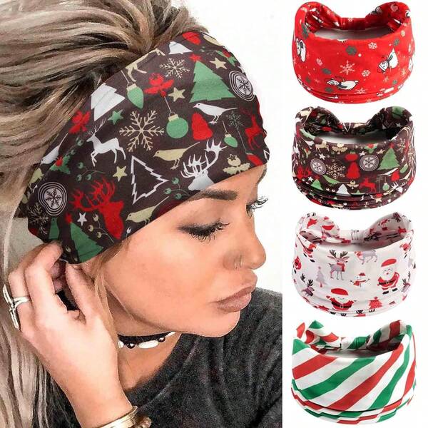 1pc Christmas Headband For Women, Wide Knotted Elastic Non-Slip Headband, Suitable For Exercise, Red Headband, Headscarf, Yoga, Running, Christmas Hair Accessory, Made Of Polyester Fiber Warm Hair Bands Women Bandanas