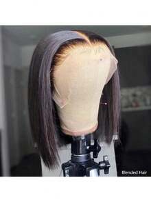 Bob Straight Wigs Human Blended Hair | Glueless Pre Cut 4*4 Lace With Drawstring Pre Plucked Put On And Go Wig Easy To Wear Wigs,For Black Women 32 Inch