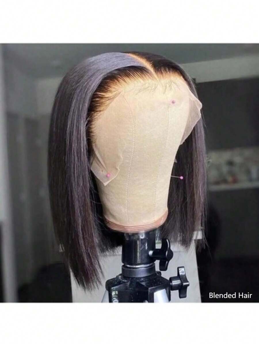 Bob Straight Wigs Human Blended Hair | Glueless Pre Cut 4*4 Lace With Drawstring Pre Plucked Put On And Go Wig Easy To Wear Wigs,For Black Women 32 Inch