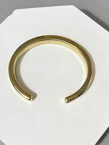 3 piezas Brazaletes de bangle de CCB lisos, brazaletes de brazalete abierto sencillos y de moda, accesorio versátil - Dorado - Ver 2