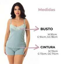 Baby Doll Feminino Suede Canelado Com Renda Pijama Confortável - Multicolorido - Visão 8