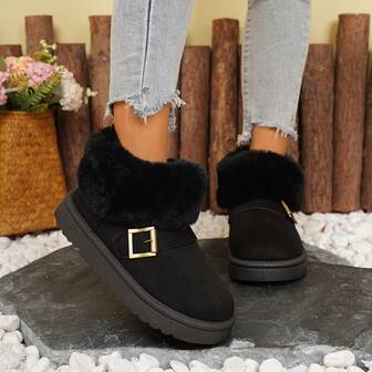 2025 New Vintage Plush Lining Winter Warm Comfortable Plush Round Toe Thick Bottom Versatile Birkenstocks Style Women Indoor Slippers, Suitable For Halloween, Christmas