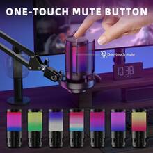 RGB Gaming Microphone With Cardioid Pickup, High-Fidelity Sound & Plug & Play - Adjustable Gooseneck, Mute Button, USB-C For PC, Laptop, Streaming, Video Meetings, Streaming Equipment, Sleek Metallic Finish, Sturdy Metallic Stand