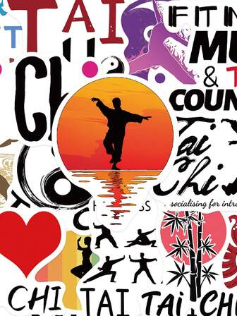 50 adesivos da cultura Tai Chi para cadernos, agendas e capas de celular