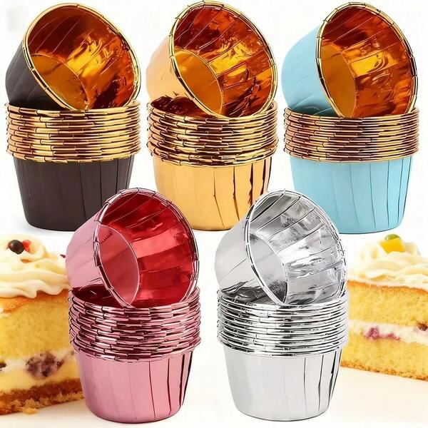 50 pezzi/set Pirottini di carta colorati rotondi per cupcake e muffin, 9 colori, rivestimenti in alluminio monouso resistenti al calore, pirottini antiaderenti, ideali per principianti e cottura domestica, adatti per matrimoni, San Valentino, Natale, Ognissanti, Pasqua, Ringraziamento