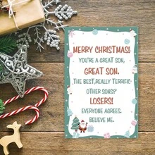1PC, Funny Merry Christmas Card For Son, You're A Great Son,Greeting Card With Red Envelope - one-size - View 6