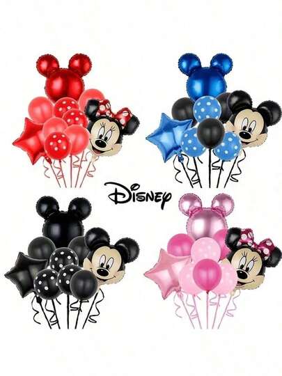 Mini Mouse Party Balloon Set, Officially Authorized Plastic Decoration Set, Polka-Dot Balloon, Suitable For Birthdays, Anniversaries, Christmas And Holiday Celebrations.