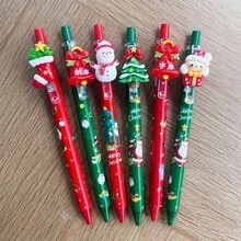 5/10 canetas de Natal, canetas esferográficas retráteis com tinta preta, Papai Noel, boneco de neve, desenhos de árvores de Natal, adequadas para presentes de festa de Natal, materiais de escritório e escolares
