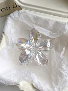 3 piezas/1 pieza Pinzas para el cabello de plástico ligeras y grandes de 8 cm/3.15 pulgadas con flores degradadas de colores rosa, magenta y blanco transparente, de estilo elegante y versátil, adecuadas para uso diario, casual, fiesta, viaje, playa, peinado, lavado de cara, baño, maquillaje, accesorio de atuendo, accesorios para el cabello de invierno