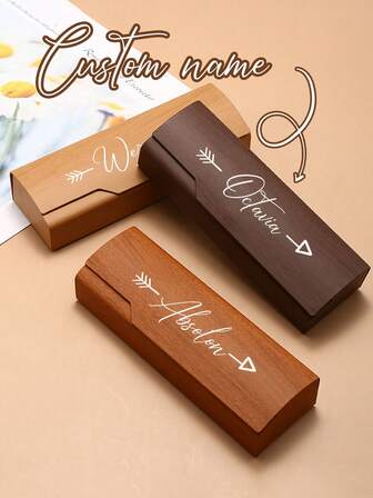 1 st anpassat glasögonfodral med träådring - fiskbensmönster, anpassningsbart namn, PU-material, personligt glasögonfodral, snyggt glasögontillbehör, rustik elegant design, slät trästruktur, hållbart glasögonfodral/rese-/kontorstillbehör, hållbart, vintage, vardagligt, hipster, gamla pengar, snyggt, sött, anpassat, personligt, unikt, anpassat, glasögonfodral med träådring, personlig present till män och kvinnor (födelsedag, årsdag), exklusiv present till lärare och vänner