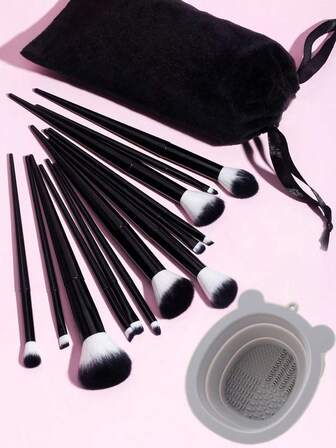 Juego de 13 pinceles de maquillaje con estuche de viaje, pinceles cosméticos profesionales para base, corrector, difuminado, polvos - Incluye limpiador de silicona y alfombrilla de limpieza gratis - Ideal para aplicación de maquillaje líquido, en crema y en polvo, Juego de pinceles, Juego de brochas de maquillaje, Juego de brochas de maquillaje completo, Juego de brochas de maquillaje, Juego de maquillaje completo, Juego de brochas, Juego de brochas de maquillaje, Juego de regalo de maquillaje