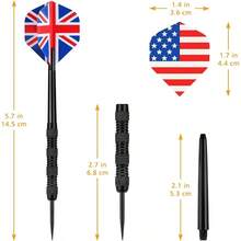 Metal Tip Darts, Steel Tip Darts, Professional Metal Darts, Darts Metal Tip Set, Metal Darts Dartboard - Flags-black + 18 Pack - View 7