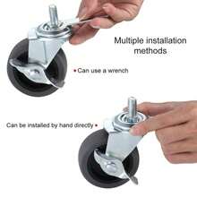 Caster Wheels, 3" Locking Swivel Stem Casters Set With Brake Of 24, 3/8"-16 X 1 (Screw Diameter 3/8", Length 1") Rubber Casters With 360 Degree No Noise Wheels - ColorD - View 4