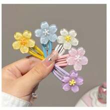 7 piezas Clip de pelo con flor de cerezo de unicolor, clip de flequillo rosa dulce y versátil, clip de pelo trenzado de princesa lindo para niñas, adecuado para viajes diarios, ir al trabajo, reuniones y como regalo de cumpleaños para niñas, pinzas de garra