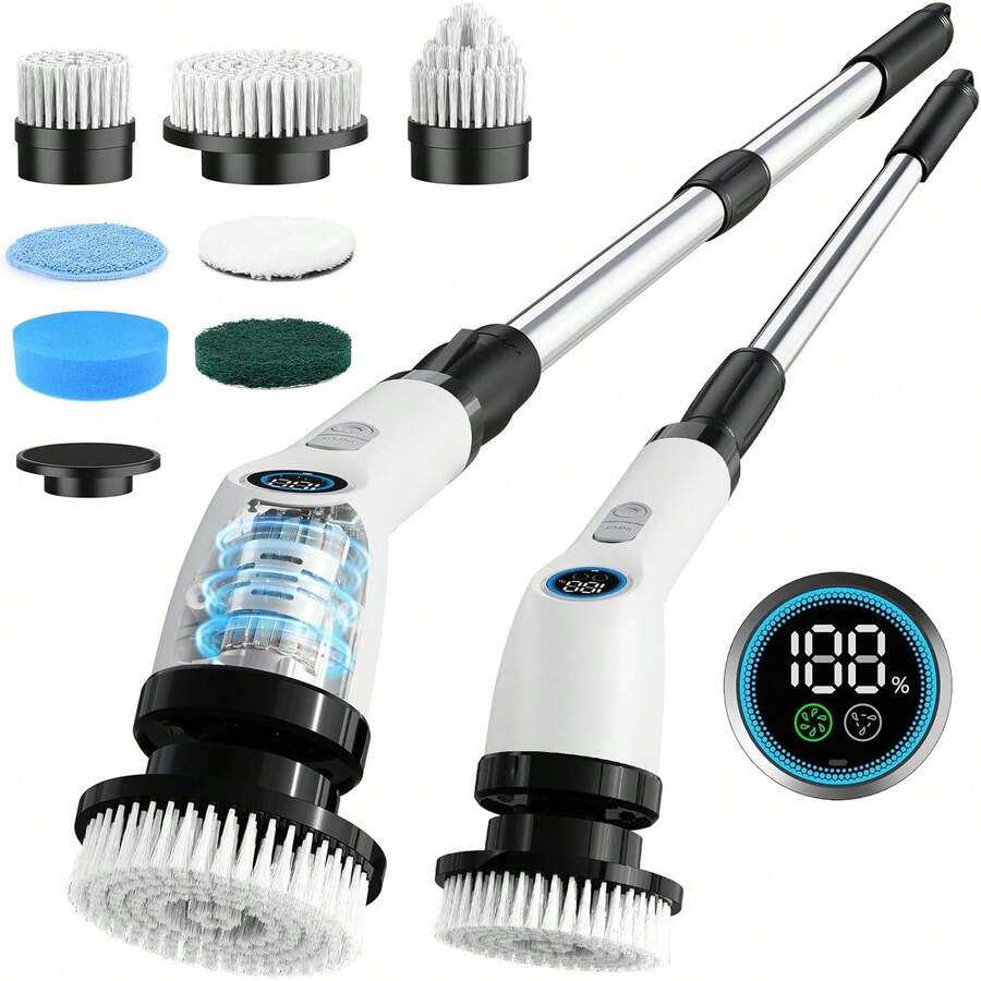 Electric Spin Scrubber Cleaning Bathroom: Shower Cleaner Brush, Cordless Power Scrubber For Tub Tile And Floor (Handle Length 50) - 手柄長度 50 - 查看 1