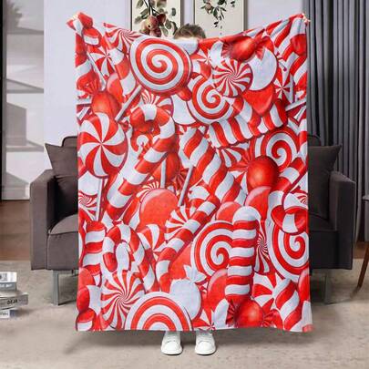 بطانية مطبوعة بنمط عيد الميلاد قطعة واحدة، دافئة ولينة وناعمة من الفلانيل مناسبة للأريكة والسرير والسيارة والمكتب والغرفة والتخييم والسفر، بطانية هدية مناسبة لجميع المواسم