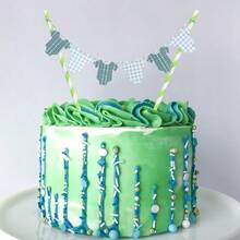 DGreen Baby Shower Cake Topper - Green Bodysuit Gingham Cake TopperGender Reveal Decor Baby Shower Cake Decorations Gingham  Party Decorations Green-1 - Green1 - View 3