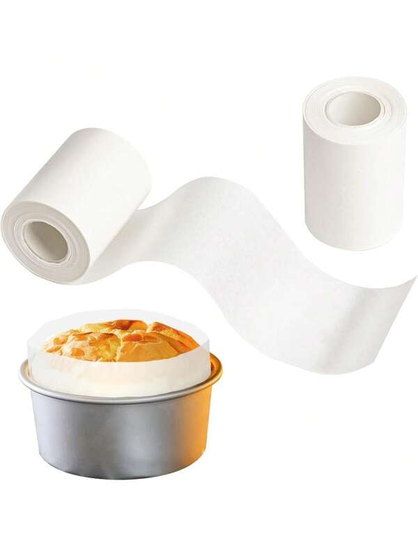 1 Rollo de Papel de Hornear de 7,5 cm x 40 m Blanco, Tiras laterales resistentes al calor para moldes de tartas, Equipo de cocina y accesorios esenciales para hornear tartas de queso y postres, Herramienta imprescindible para panaderos en casa