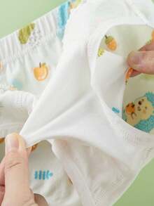 8条装卡通恐龙印花男童三角裤，时尚多色男童纯棉内裤，图案包括恐龙、宇航员、刺猬、热气球，颜色：白色、黄色、灰色