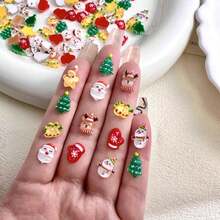 30/50pcs Random Christmas Charm For Jewelry Making, Christmas Tree Nail Art Rhinestone Charms, Christmas Decor, Nail Art Supplies