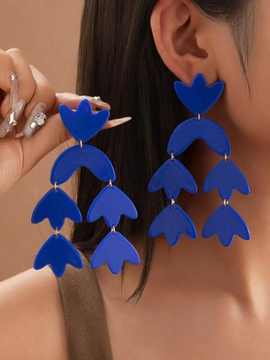 1 par de pendientes geométricos minimalistas de resina multicolor de moda, versátiles para festivales, fiestas, vacaciones y uso diario