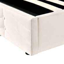 Upholstered Bed 140*200 With Slatted Base And Headboard, Upholstered Bed With Height-Adjustable Headboard, For Adults And Teenagers, Wooden Slats, Easy Assembly, Dutch Velvet, Beige - Beige - View 4